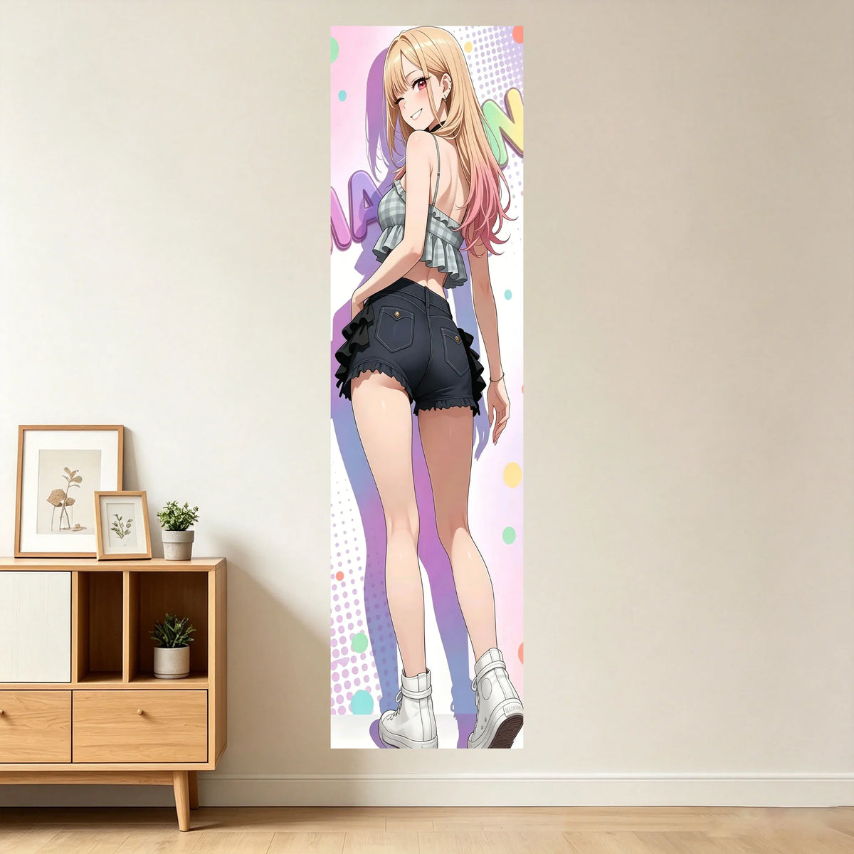 poster mural multicolore anime illustration personnage cheveux colorés chambre dortoir décoration murale grande taille