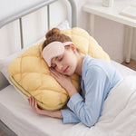 coussins jaune gris blanc coton quadrillé support cervical confortable moderne 48x74cmwashablefluffy