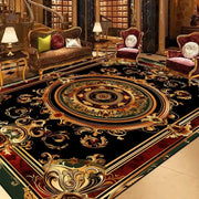 tapis flanelle luxueux motifs floraux noir or vert marron baroque confort sécurité