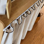 rideau court japonais beige texture lin opacité ruban noir maison 40x60cm 60x90cm 60x120cm 70x120cm