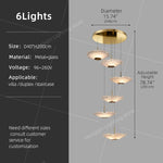 Suspension lumineuse contemporaine 15 lumières blanc doré D60 4000k 3000k 6000k