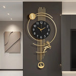 horloge murale moderne abstraite noir or décorative cerf artistique numérique chambre salon