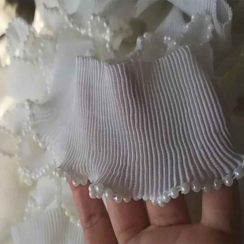 ruban blanc dentelle fleurs 6cm large semi transparent festif couture décoration robe