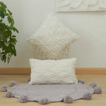 coussin blanc peluche triangles géométriques doux moderne confortable sans insert invisible zip 30x50cm 40x40cm