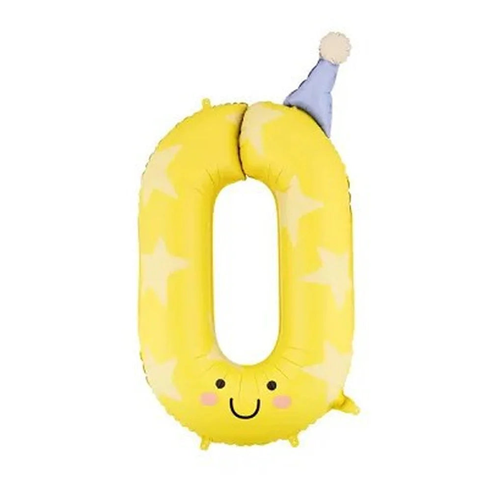 ballons numériques anniversaire enfantins orange jaune bleu rose blanc motifs étoiles points