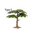 plantes artificielles réalistes feuilles larges troncs texturés base terreuse opacité vert brun jardin miniature