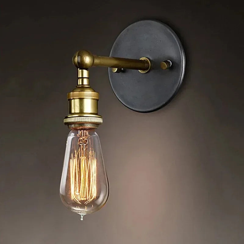 lampe murale industrielle noir doré filaire mur fixée interrupteur chambre coucher contemporaine