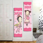 tapisserie murale personnages animés rose tresses bonbons fraises fond rose chambre décoration 150x40cm