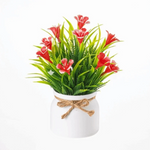 plantes artificielles feuilles vertes fleurs colorées pot céramique extérieur moderne minimaliste