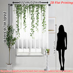 rideau fin imprimé lierre vert transparent bohème salon chambre maison tringle métallique