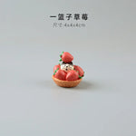 figurines animaux mignonnes résine strawberries fruits décor maison kawaii blanc rose beige rouge cartoon