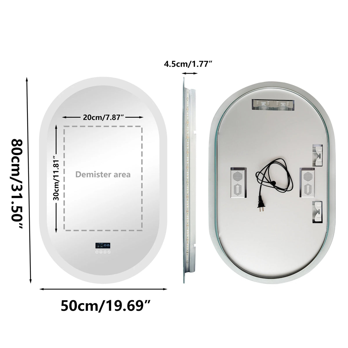 miroir lumineux moderne bluetooth éclairé anti buée date heure marbré blanc beige