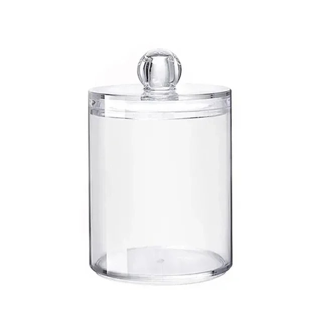 contenants coton tige tampons plastique noir transparent modernes réutilisables minimalistes respectueux environnement