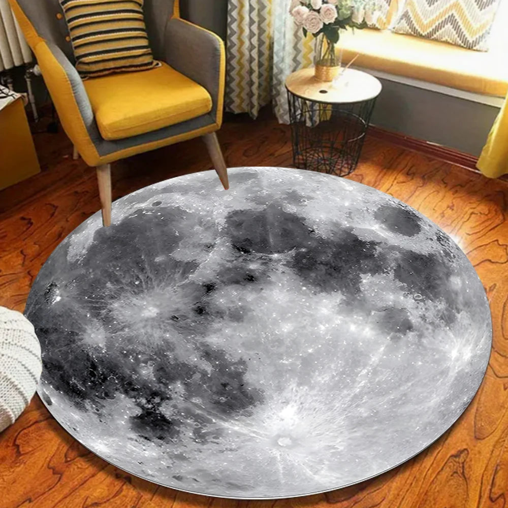 tapis rond moderne cartographie monde motif floral géométrique bleu vert blanc noir antidérapantintérieurextérieur