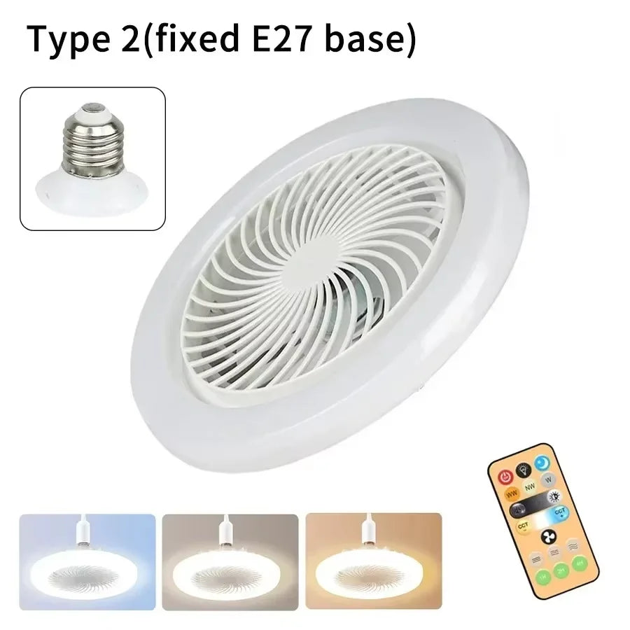 ventilateur moderne lumière led blanc grille télécommande flux lumineux éclairage autonome