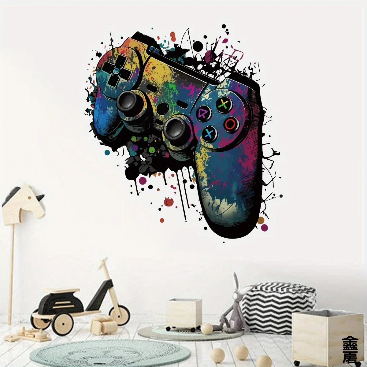 sticker mural moderne multicolore abstraction peinture adhésif chambre enfant décoration salon aquarelle