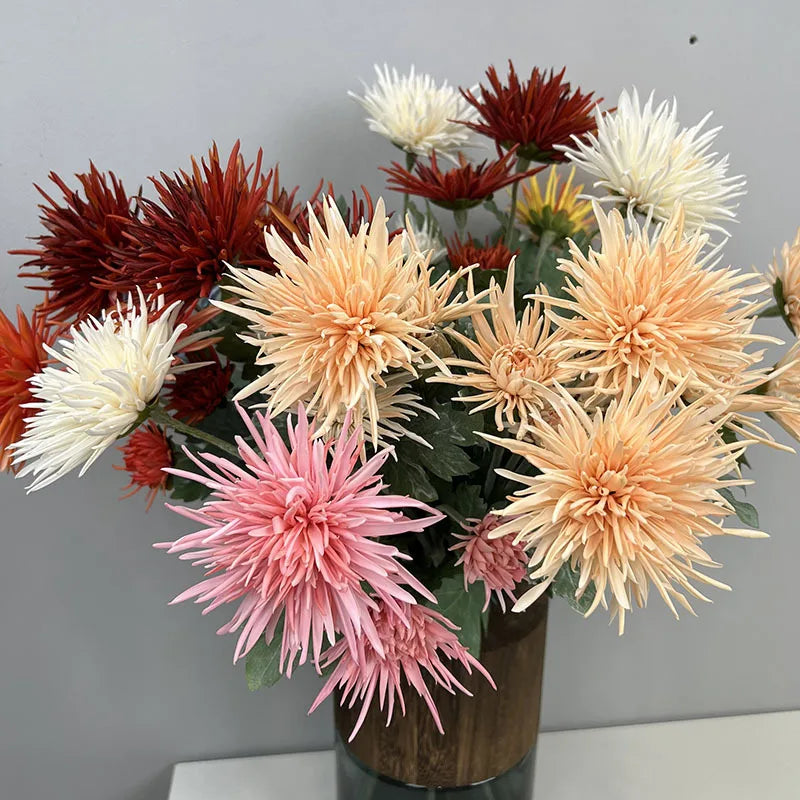 bouquet fleurs artificielles gerbera blanc rouge rose orange décoration intérieure mariage anniversaire minimaliste moderne