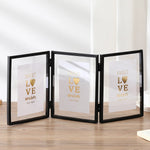 cadre photo or moderne triple transparent charnières papier motif cœur