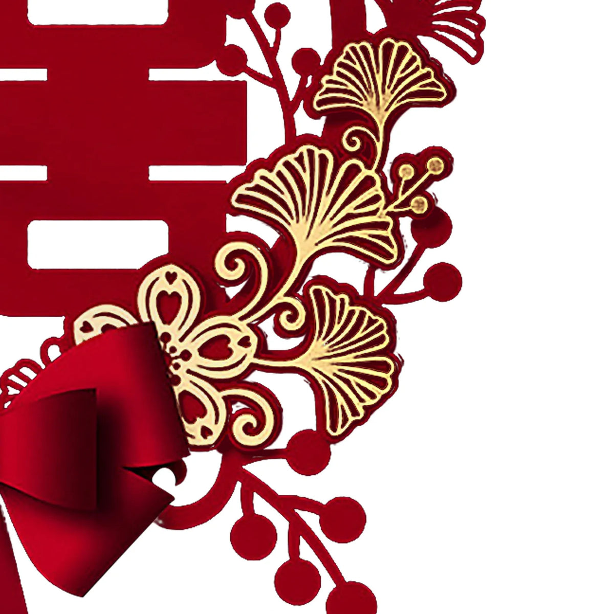 décoration murale mariage double bonheur rouge or papier découpé traditionnel chinois festive élégante