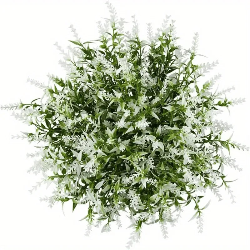 bouquet artificiel vigne feuilles vertes fleurs blanches extérieur intérieur décoration anniversaire naturel rotin 35cm