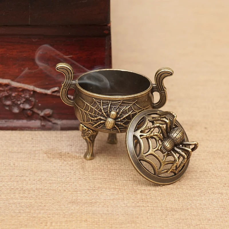 brûleur encens bronze spiderweb vintage censers couvercles pince cense setintérieur salon aromathérapie