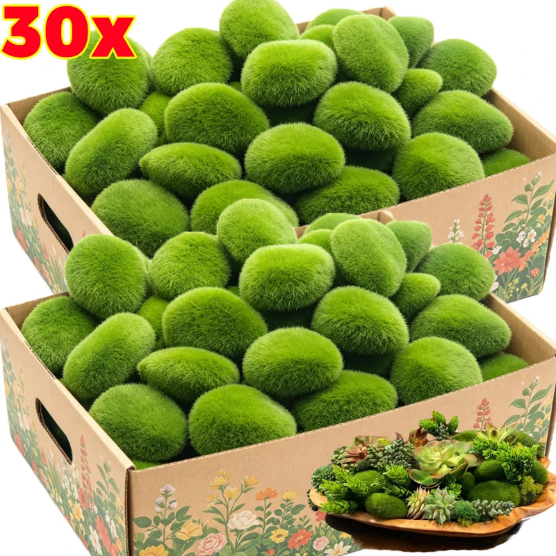 boules mousse artificielle vert pelucheuses modernes decoration jardin exterieur herbe artificielle deco pot paysager