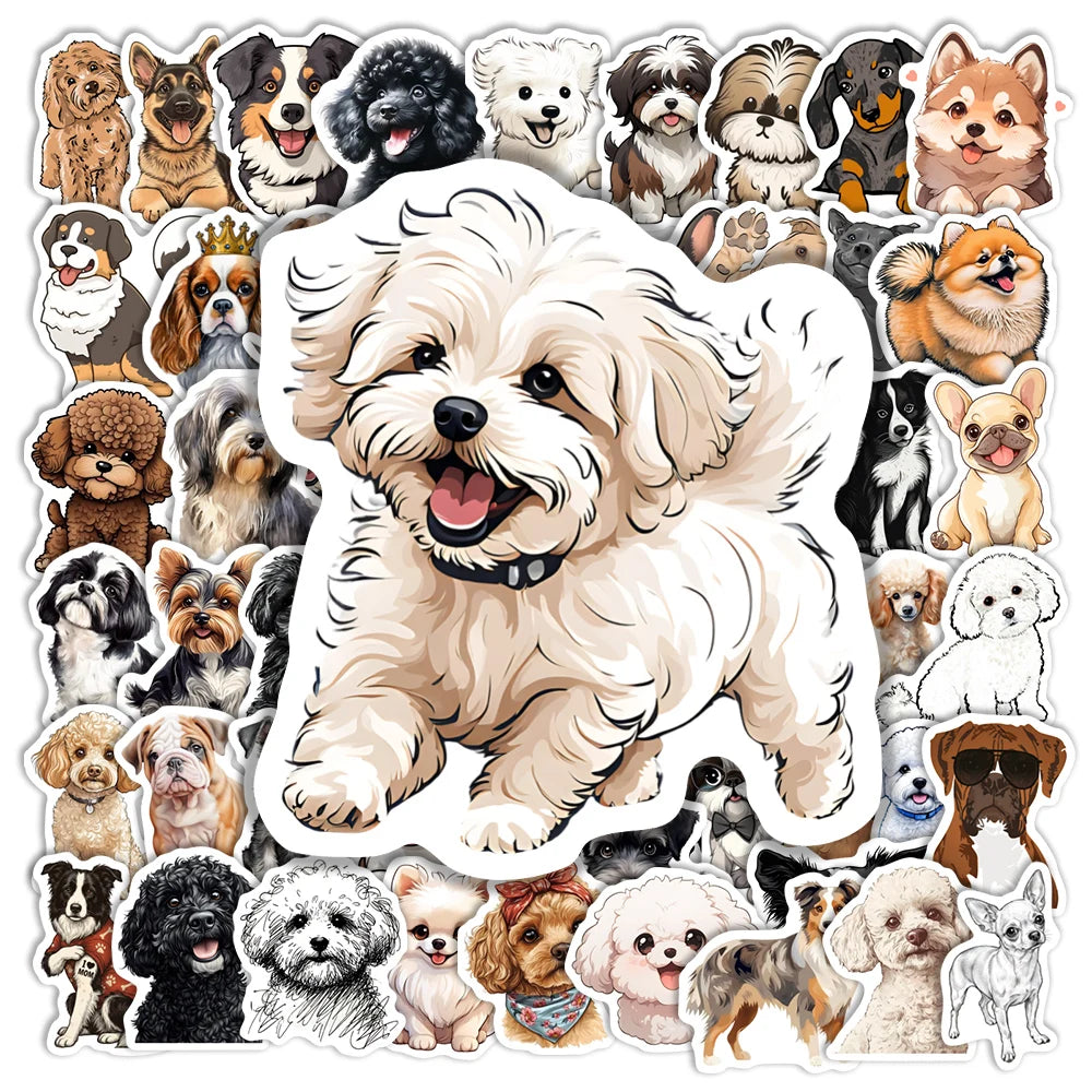 stickers chiens dessin animé multi couleur adhésifs imperméables modernes scrapbook journal portable téléphone