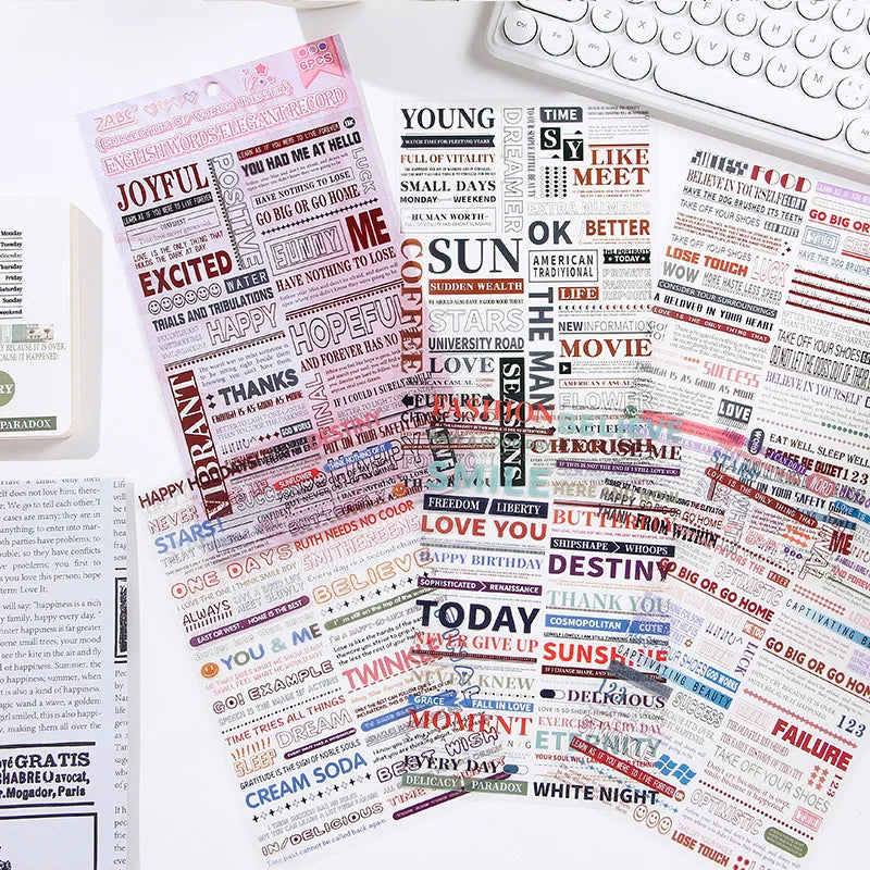 autocollants multicolores messages positifs transparents modernes pièces journal scrapbooking decoration