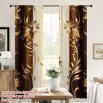 rideaux polyester fleurs dorées marron moderne fenêtre 24x59 30x65 41x91 51x83