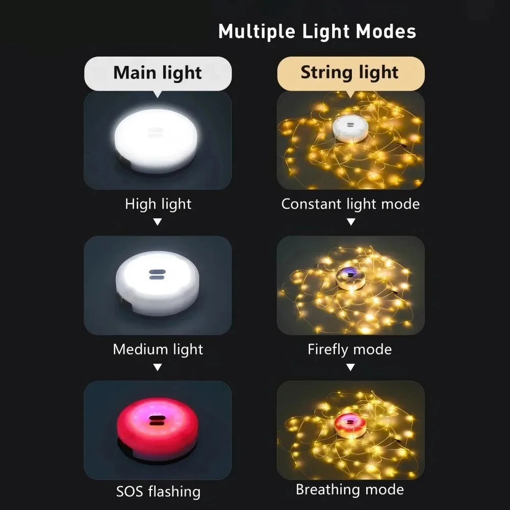 lampe camping rechargeable led fil cuir mode lumière multiple crochet moderneextérieur camping