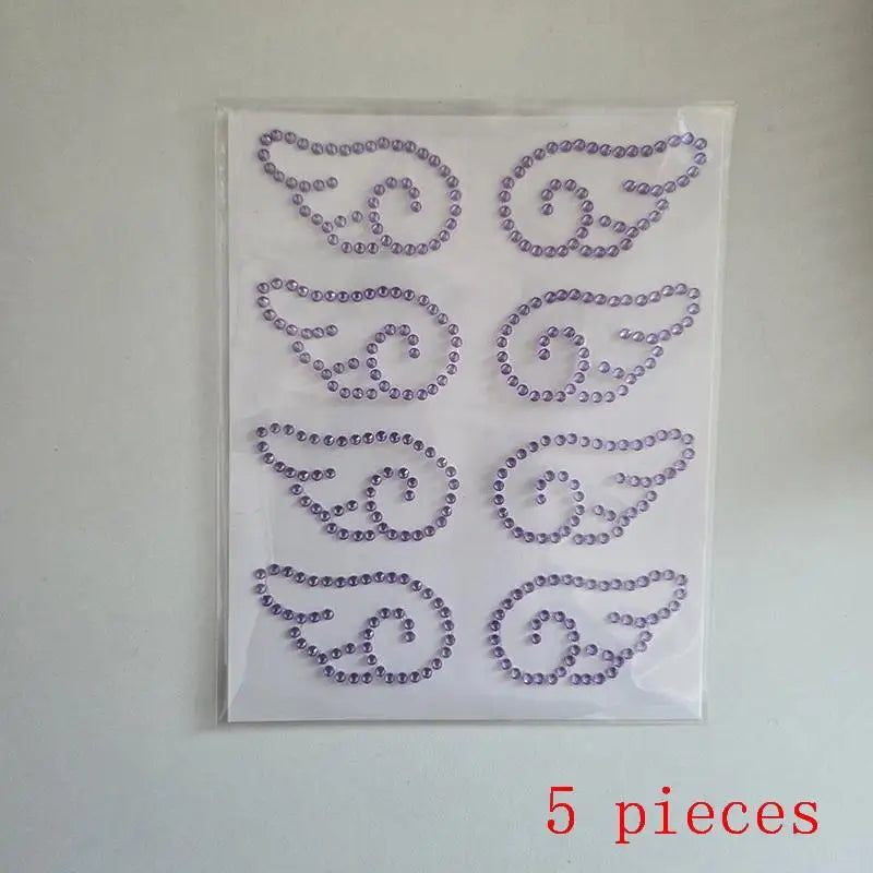 sticker decoratif ailes ange strass blanc rose bleu argent adhésif élégant décoration diy cadeau