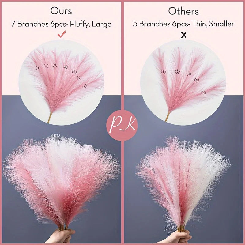 plumes pampa artificielles crème blush roses décoration intérieure naturelle fluffy festive arrangement chambre événement