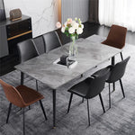 table manger marbre moderne rectangle gris noir beige pieds métal minimaliste 120cm 70cm