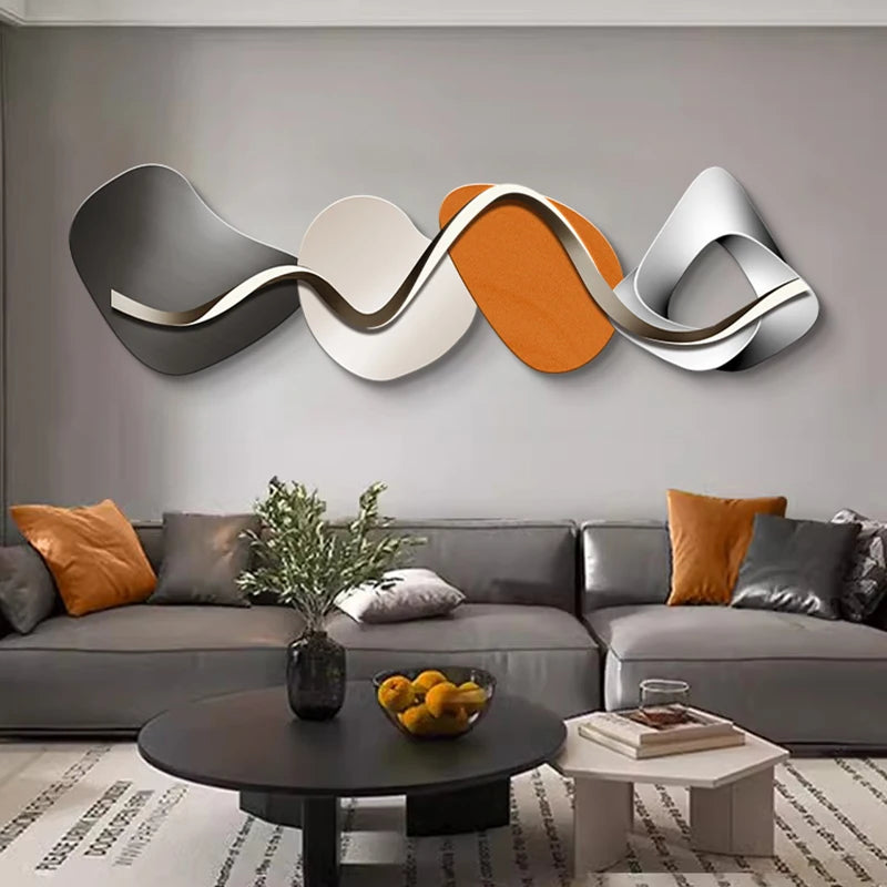 lampe murale moderne abstraite couleurs gris noir orange métallique effets lumineux chambre salon