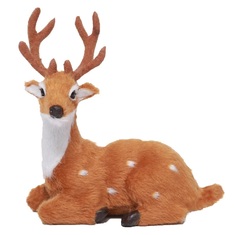 Figurine renne Noël peluche marron clair