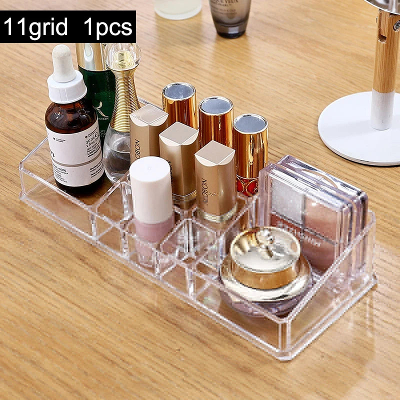 rangement cosmétique acrylique transparent moderne brosse maquillage coton tige poudre compacte crème visage vernis