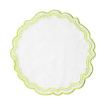 serviettes table tissu vert blanc bleu marine jaune bordures géométriques classiques respectueux environnement 40x40cm