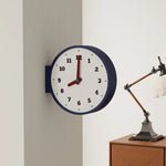 horloge murale double face moderne bleu blanc aiguilles quartz résine salon