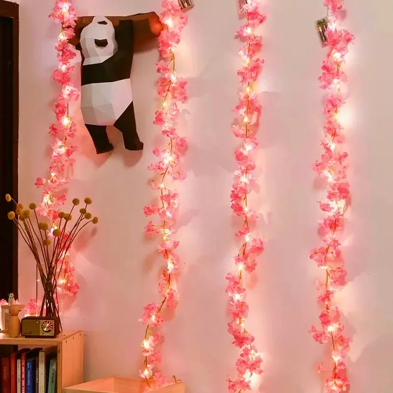guirlande fleurs artificielles rose clips décoration chambre mariage 20led fluorescent