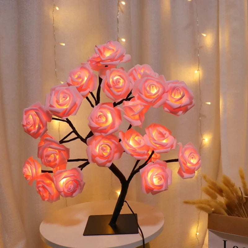 veilleuse arbre roses led rose jaune bleu blanc moderne chambre enfant camping festives adjustable
