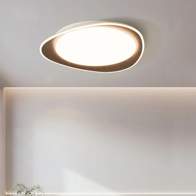 plafonnier led bois moderne blanc texture naturelle éclairage chambre salon autonomie tactile