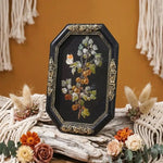 cadre photo rétro décoration murale floral papillon noir vert vintage bohème branches feuilles papillon