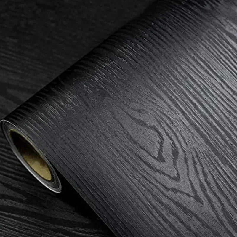 papier peint autoadhésif bois noir moderne vinyle waterproof facile poser 40cm large