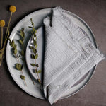 serviette table coton texture lin bords franges rustique décoration fête mariage maison