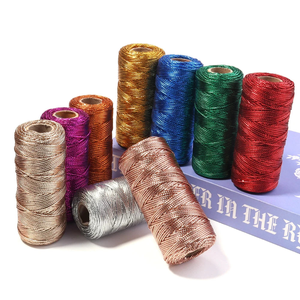 ficelle polyester 100m 1.5mm glitter violet doré bleu vert rouge moderne boîte cadeau fleur