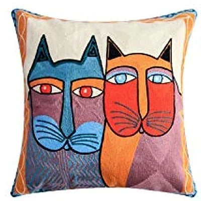 coussins peluche multicolores motifs abstraits modernes 45x45cm decoration canape carree