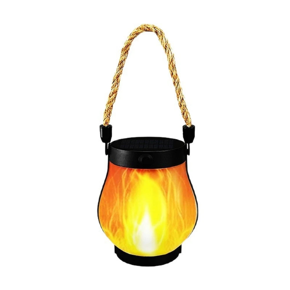 lanterne solaire moderne orange flamme vacillante led autoinstallation patio campingextérieur