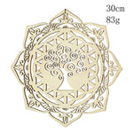 plaque murale décorative bois doré motifs géométriques om arbre vie moderne artisanal ethnie set