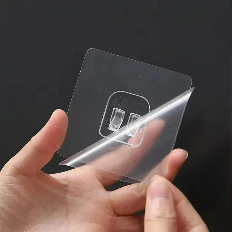 clip adhésif transparent moderne 6cm 6cm plusieurs pièces fixations murales PVC