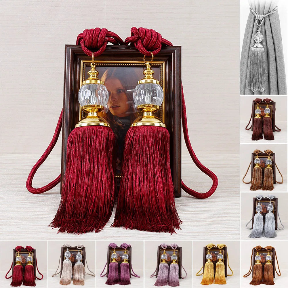 pompons rideaux classiques rouge beige violet gris or coton chanvre rubans uni opaques